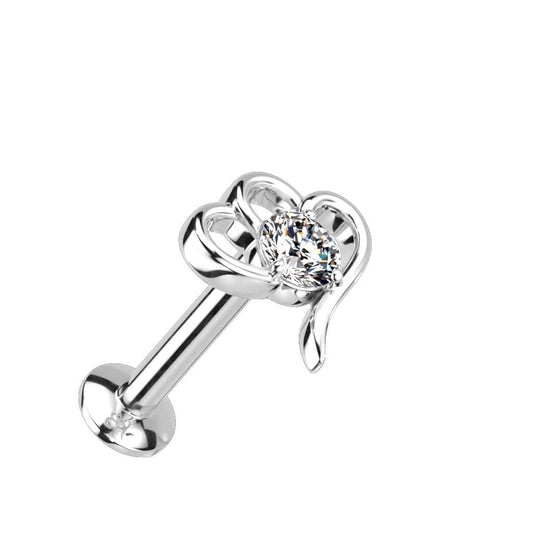 Push-In Labret Piercing Herz Zirkonia Klar Chirurgenstahl 316L Set Mehrfarbig 6mm 8mm Stabänge Madonna Medusa Ohr-Stecker Labret Stud