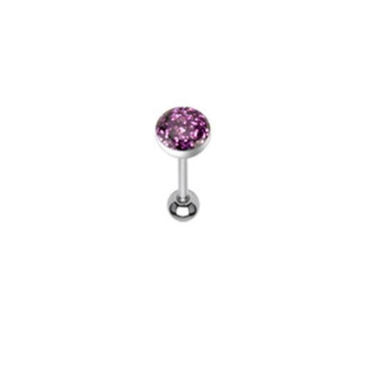 Paula & Fritz® ZungenPiercing Barbell 16mm lang Chirurgenstahl Glitter Epoxy Dome