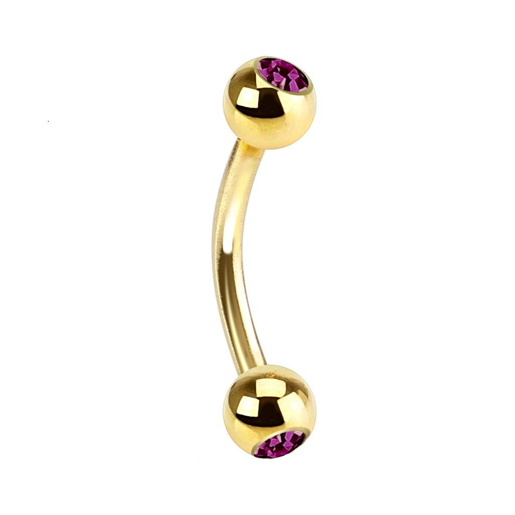 Augenbrauenpiercing Stud Labret Monroe Cartilage Bananabell vergoldet Zirkonia Edelstahl Chirurgenstahl 316L