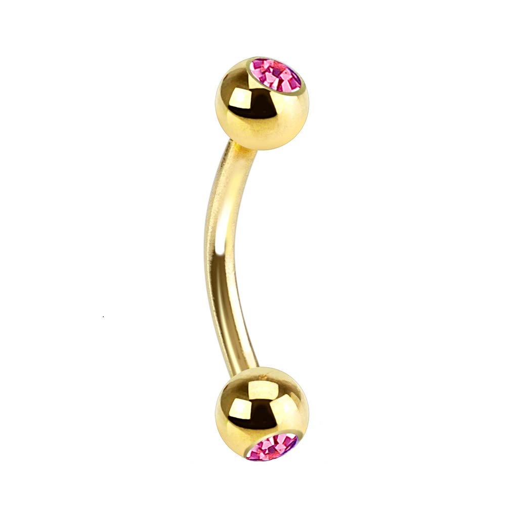 Augenbrauenpiercing Stud Labret Monroe Cartilage Bananabell vergoldet Zirkonia Edelstahl Chirurgenstahl 316L