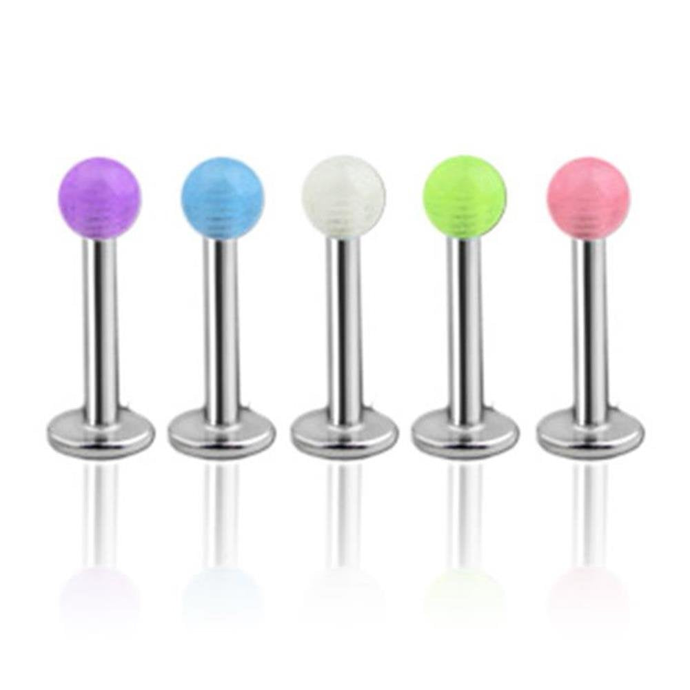 Lippenpiercing UNIVERSAL Stud Labret Monroe Cartilage Ball 3mm oder 4mm leuchtet im Dunkeln Edelstahl Chirurgenstahl 316L