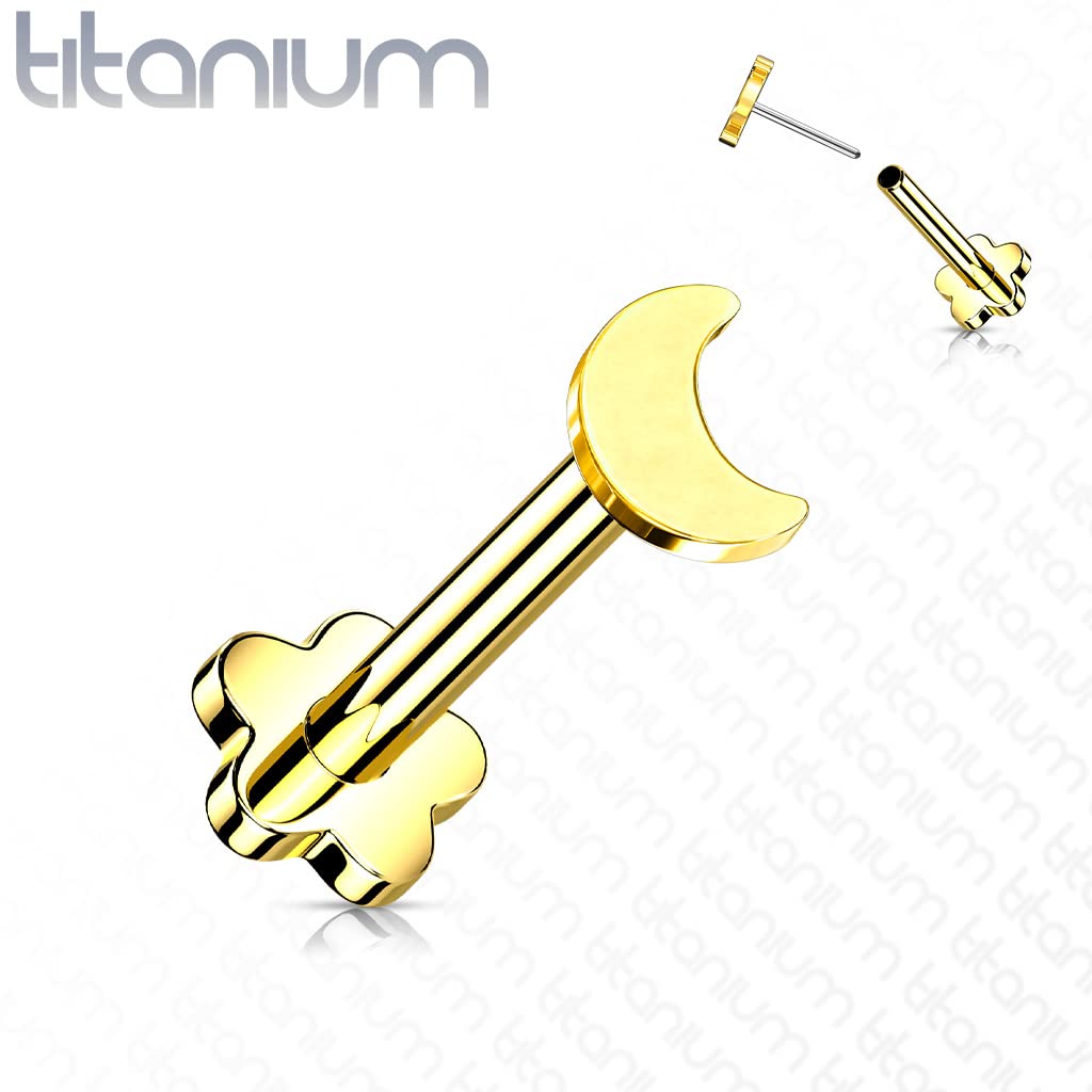 Push-In Labret Piercing Mond Titan Grade 23 Kugel Piercing Set Mehrfarbig 1,2mm Stabdicke Blütensockel Madonna Medusa Monroe