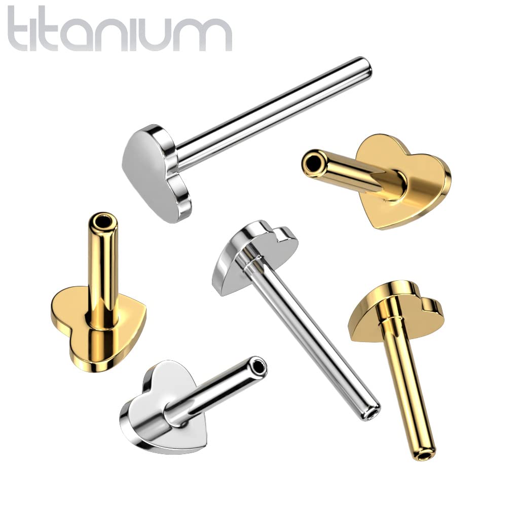 Push-In ERSATZ Labret Stud Stab Silber Gold Titan Grade 23 Gewindelos Kombinierbar Threadless Pressfit Herzsockel Madonna Medusa