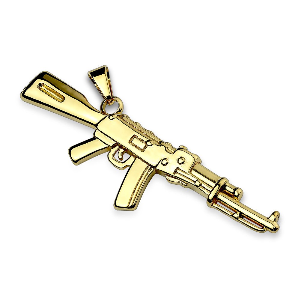 Kettenanhänger Gewehr 316L Chirurgenstahl Gold Silber Schwarz Halskettennhänger Pendant Damenkettenanhänger M16 AK47 Armee