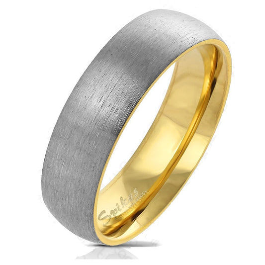 Gebürsteter Titan Ring Titanium 6mm breit Gold roségold verfügbare Ringgrößen 47 (15) – 69 (22)